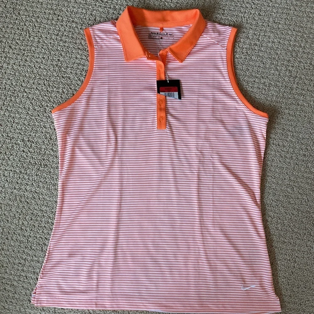 Women’s Nike Golf Dry Fit Victory Sleeveless Striped Golf Polo size L
